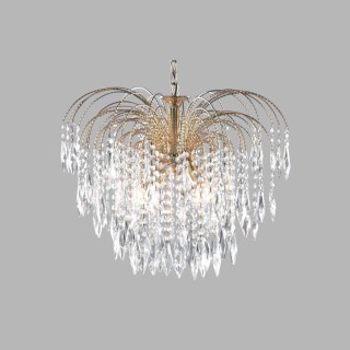 Lustre fontaine metal doré et cristal E14 5x60w max Diam 53cm Haut 1m20 WATERFALL