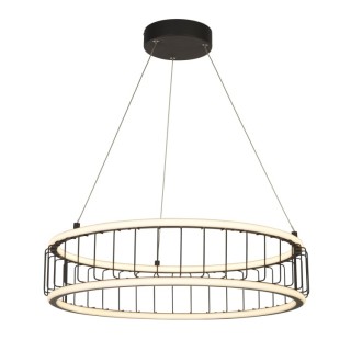 CAGE LED DRUM Suspension Diam 58cm Metal noir, diff silicone blanc, 47w 5517 lumens 3000k, dimmable 3 niveaux par inter CIRCOLO