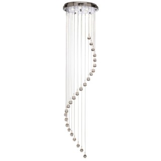 Plafonnier Rond Metal Chrome Spirale Multi Gouttes Cristal Diam 30cm GU10 5x50w max Diam 30cm HALLWAY