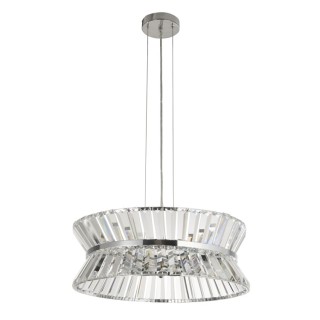 Suspension Rd metal Chrome avec cristal clair G9 7x33w Diam 50cm UPTOWN