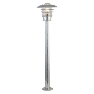 Borne Metal argent galvanisé E27 60w Haut 98cm Diam 23cm CONRAD Outdoor Galva