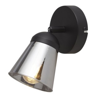 Spot metal noir avec verre fumé E14 max 60w MEGA