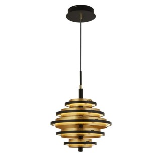 Suspension LED métal noir mat, feuille dore 34w 4039 lumens 2700k dimmable 3 intensités par inter existant HIVE