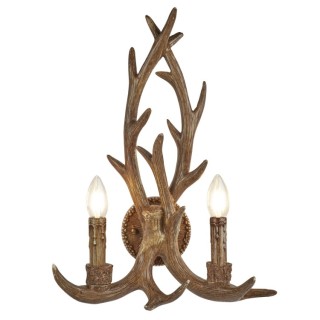 Applique murale 2 branches Resine Marron E14 max 2x60w STAG 2LT ANTLER