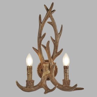 Applique murale 2 branches Resine Marron E14 max 2x60w STAG 2LT ANTLER