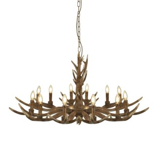 Lustre 12 branches Resine Marron E14 max 12x60w diam 108cm STAG 12LT ANTLER