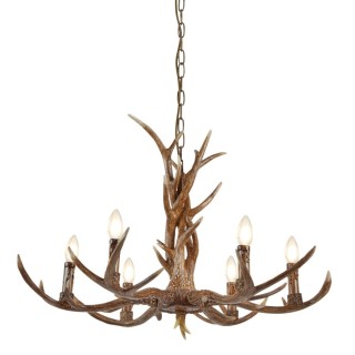 Lustre 6 branches Resine Marron E14 max 6x60w diam 80cm STAG 6LT ANTLER