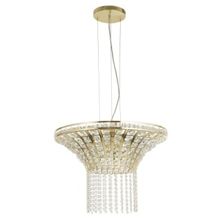 Gemma 8Lt Suspension Rond laiton satine et cristal clair G9 8x33w Diam 60cm