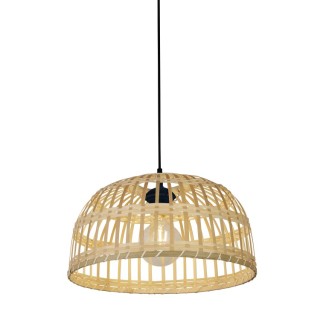 Suspension metal Noir abatjour Bambou naturel tressé E27 60w Diam 40cm BALI BAMBOO