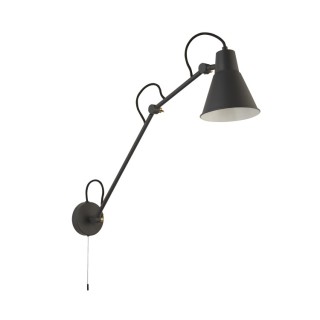 Applique patère murale avec bras double articulé Gris Mat, interieur blc, E27 max 60w av inter SWING ARM