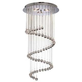 Plafonnier Rond Metal Chrome Spirale Multi Gouttes Cristal Diam 39cm G9 3x33w max Diam 39cm HALLWAY