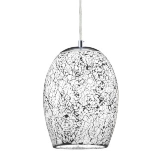 Suspension Verre mosaic blanc & SATIN Argent Diam 18cm E27 max 60w CRACKLE