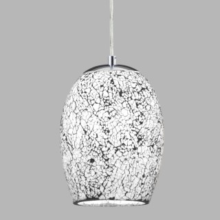 Suspension Verre mosaic blanc & SATIN Argent Diam 18cm E27 max 60w CRACKLE