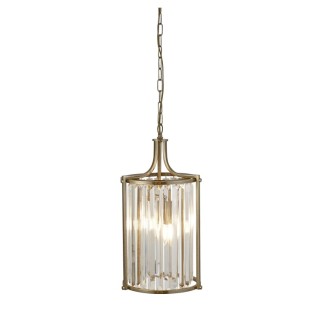 Suspension Metal Laiton antique, cristal clair E14 max 2x60w Diam 26cm VICTORIA