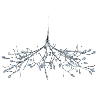 Lustre feuille metal chrome et bourgeon de verre G9 max 8x33w Diam 72cm ASTBURY