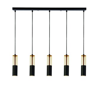 Suspension 5 descentes metal Noir, acrylique Amber GU10 max 5x50w MERRYGOLD