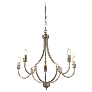 Suspension lustre chandelier Metal Argent Satine E14 5x60w max diam 65cm LODGE