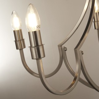 Suspension lustre chandelier Metal Argent Satine E14 5x60w max diam 65cm LODGE