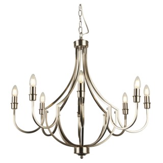 Suspension lustre chandelier Metal Argent Satine E14 8x60w max diam 75cm LODGE