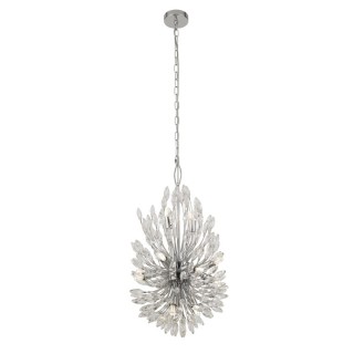 Suspension metal chrome, cristal G9 max 14x33w Diam 37cm Haut 2m PEACOCK