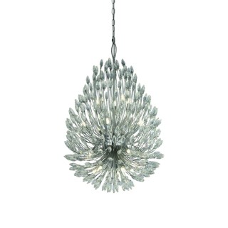 Suspension metal chrome, cristal G9 max 20x33w Diam 51cm Haut 2m86 PEACOCK