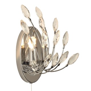 Applique metal chrome, cristal G9 max 2x33w Larg 14cm Haut 24cm avec inter PEACOCK