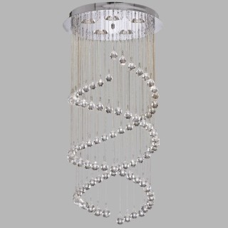 Plafonnier Rond Metal Chrome Double Spirale multi Gouttes Cristal Diam 39cm G9 5x33w max Diam 39cm HALLWAY 5LT