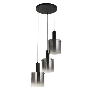 Multi Drop Suspension Metal noir avec verre fumé teinté, E27 max 3x60w Diam 35 Haut 1m50 SWEDEN 3Lt