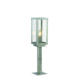 Borne Metal Argent Galvanisé et verre transparent, IP44 CLI E27 60w Max Haut 50cm BOX II Outdoor