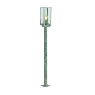 Borne Metal Argent Galvanisé et verre transparent, IP44 CLI E27 60w Max Haut 50cm BOX II Outdoor