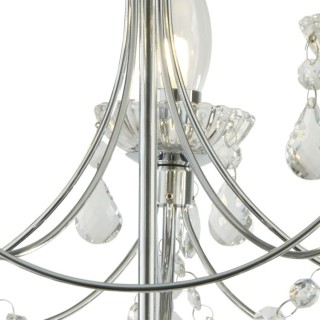 Lustre Plafonnier IP44 CLII Metal chrome et cristal perles et larmes, G9 5x33w max Diam 48cm AUTUMN 5LT BATHROOM