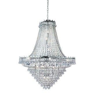 Suspension Metal chrome avec Prismes, Perles, gouttes Cristal E14 max 19x60w Diam 1m02 Haut 3m50 VERSAILLES 19LT