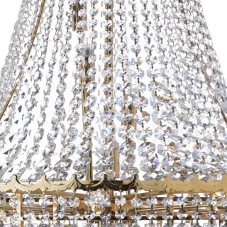 Suspension Metal doré avec Prismes, Perles, gouttes Cristal E14 max 19x60w Diam 1m02 Haut 3m50 VERSAILLES 19LT