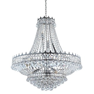 Suspension Metal chrome avec Prismes, Perles, gouttes Cristal E14 max 13x60w Diam 80cm Haut 2m50 VERSAILLES 13LT