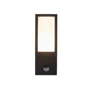 Applique Metal noir et polycarbonate opale avec Detecteur infrarouge GU10 50w max AVENUE EXTERIEUR LED