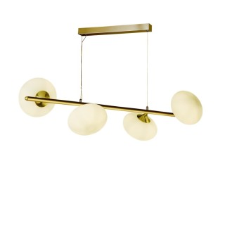 Suspension, dore Avec verre oval blanc PEBBLE 4LT