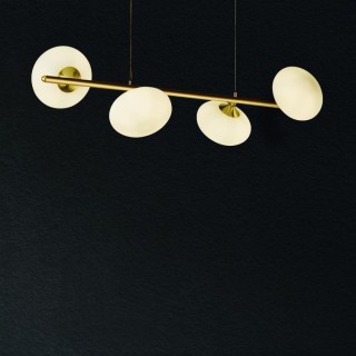 Suspension, dore Avec verre oval blanc PEBBLE 4LT