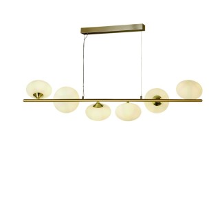 Suspension, dore Avec verre oval blanc PEBBLE 6LT