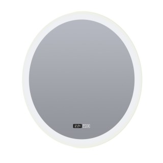 Miroir SDB Rd Metal blanc LED 29w 1364lm CCT 2-4000k IP44 CLII Horloge Digital, desembuage, inter tactile ROUND BATHROOM MIRROR