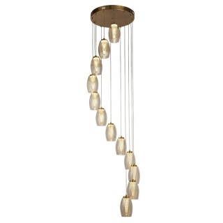 Suspension - Bronze & Verre Champagne CYCLONE 12Lt