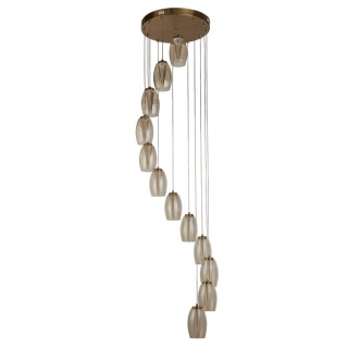 Suspension - Bronze & Verre Champagne CYCLONE 12Lt