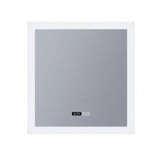 Miroir SDB Carré metal blanc LED 38w 1739lm CCT 2-4000k IP44 CLII Horloge Digital, desembuage, inter tactile SQUARE BATHROOM MIR