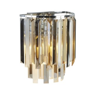 Applique metal chrome avec verre cristaux prisme clair, ambré et teinté fumé E14 max 2x60w CLARISSA 2