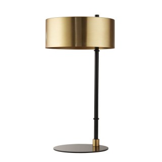 Lampe à poser metal Noir et abatjour dore E27 max 60W haut 49cm Diam 25cm KNOX