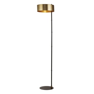 Lampadaire metal Noir et abatjour dore E27 max 60W haut 149cm Diam 30cm KNOX