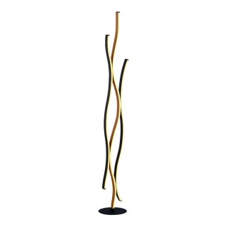 Lampadaire metal noir avec branche metal noir et effet bois Led 32w 3403 lumens réglables 2700k-3000k-4000k et dimmable par inte