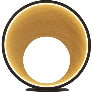 Lampe à poser metal Noir et interieur effet Bois Led 11w 1188 lumens 3000k Diam 30cm 3 niveaux av inter sensitif Curio LED