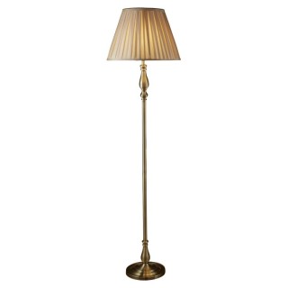 Lampadaire style bougeoire, laiton antique, abatjour plissé vison E27 max 60w Haut 164cm Diam 41cm FLEMISH