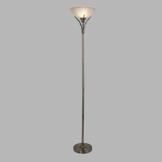 Lampadaire Up metal laiton antique, verre depoli E27 max 60w Haut 179cm Diam 31cm LINEA