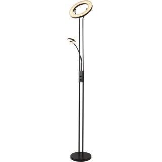 Lampadaire cercle Led avec liseuse Metal Noir Mat 30w 3902 lumens 3000k Haut 193cm Diam 28cm avec variateur MOTHER & CHILD LED